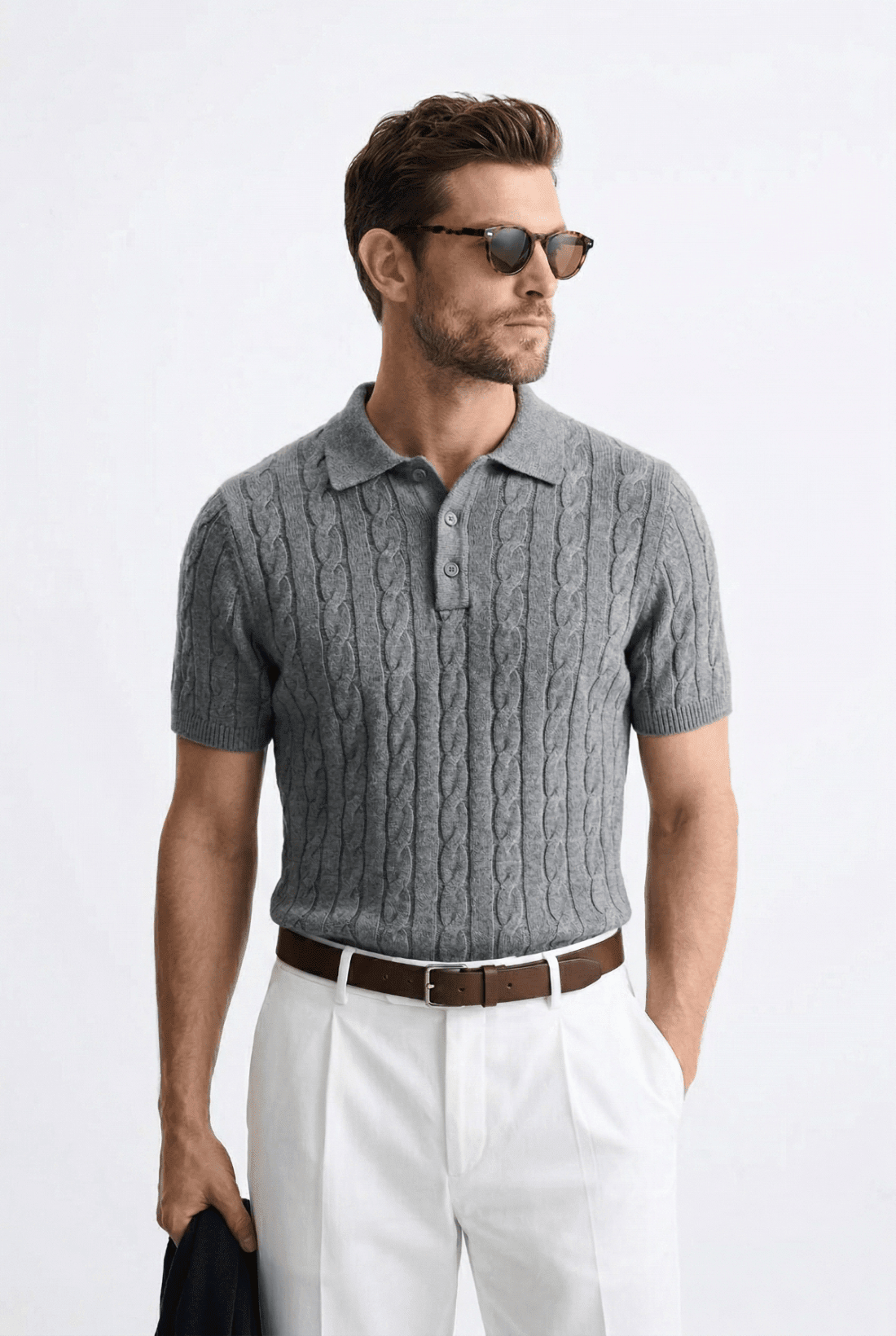 Rowan Cable Knit Polo - James Manor