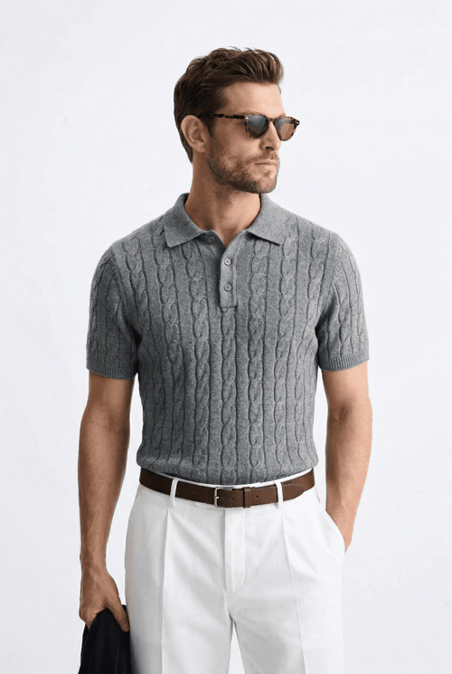 Rowan Cable Knit Polo - James Manor