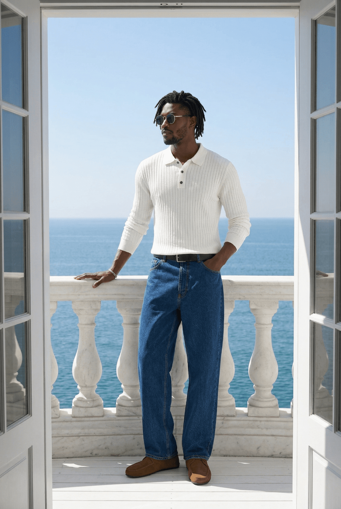 The Manor Long Sleeve Knit Polo - James Manor